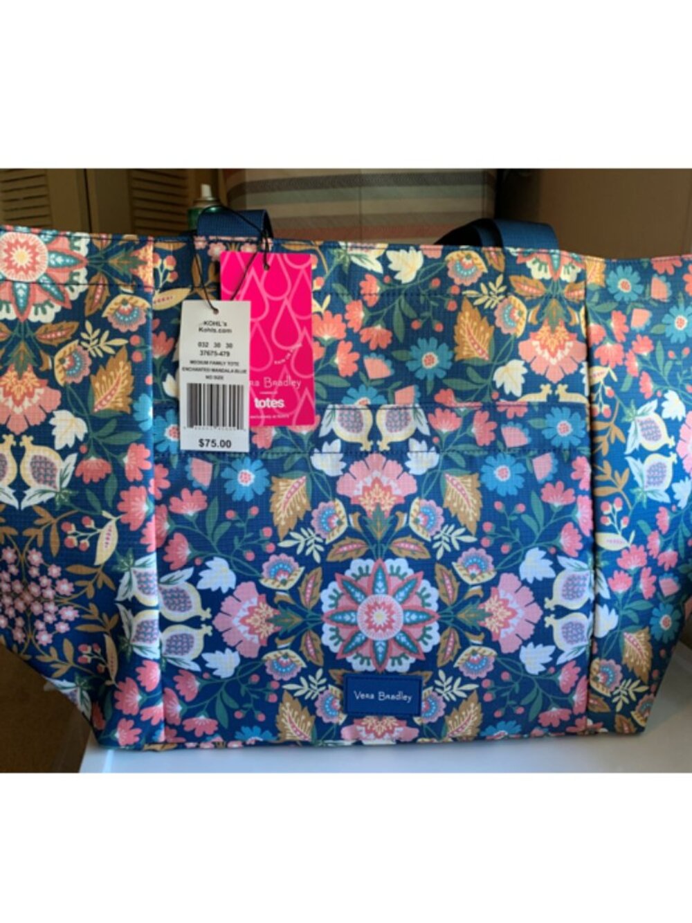 Vera Bradley reactive lighten up tote enchanted Mandela blue Kohl’s exclusive